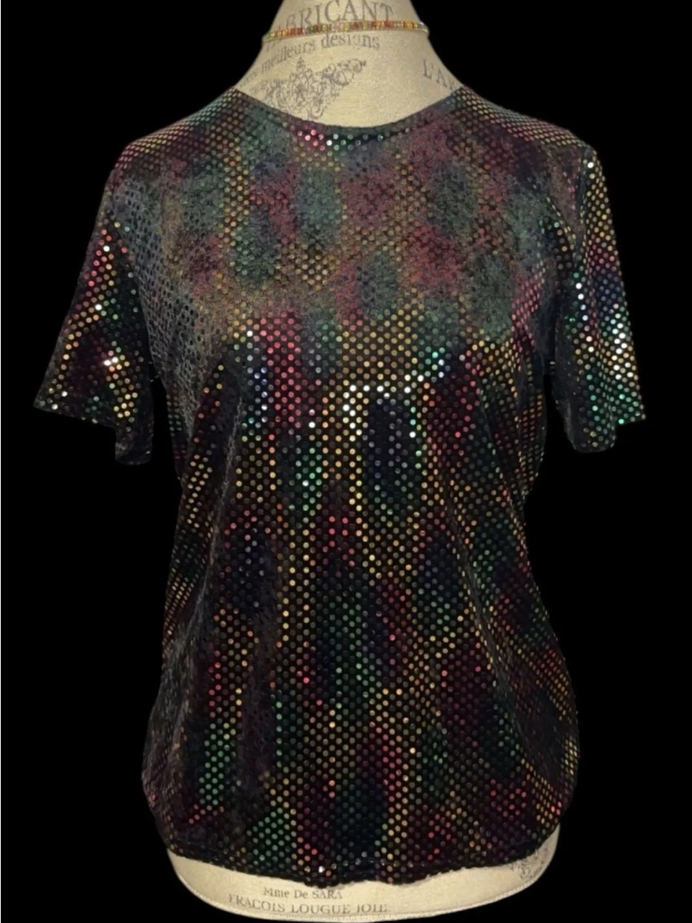 Vintage Disco Dot Short Sleeve Top - Multicolor